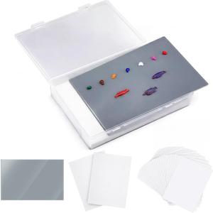Nuanchu 1 Pcs 12 x 16 Inch Neutral Grey Tempered Glass Palette for Oil Painting with Lid and 40 Sheets Disposable Paper and 2 Sponges Keeps Wet Paint Fresh for Artist DIY Color Mixing Beginners