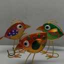 Garden Decor for Outside,Funny Metal & Glass Bird Decor for Indoor & Outdoor Set of 3,Yard Art Decor,Garden Art Statues Decorations,Colorful and Patriotic (Multicolor)