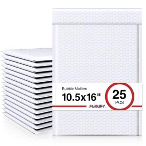 Fuxury White Bubble Mailers 10.5x16 Inch 25 Pack, Self Seal Padded Envelopes Waterproof Shipping Bags, Padded Mailers, Bubble Bags for Mailing, Packaging, Small Business, #5