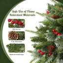 Alupssuc Set of 2 18 Inch Pre-lit Outdoor Christmas Tree with 50 Multi-Color Lights, Timer, Battery Operated Pre-Decorated Frosted Christmas Urn Filler for Pathway &Porch& Yard Decorations, 18 Inch