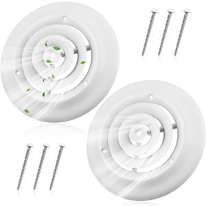 Therwen 2 Pieces 6 Inch Round Vent Cover, Ceiling Diffuser HVAC Vent Duct Cover Replacement with Screws to Install for Home Ventilation Use, Fitting in 6 Inch Duct, Outer Dimensions: 9-15/16"