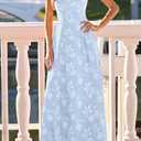 PRETTYGARDEN Womens Summer Maxi Dresses 2026 Casual Sleeveless Square Neck Jacquard Flowy Wedding Guest Beach Boho Long Dress (Light Blue,S)