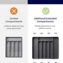 Kitsure Cutlery Drawer Organiser for Kitchen - Adjustable Cutlery Tray for Effortless Utensil Sorting, Versatile Kitchen Storage & Organisation Solution, 12.13" x 1.54" x 8.07"~13.90", Black (Medium)