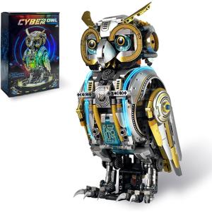 Mechanical Owl Building Set, Mechanical owl Model Collection Toy, Compatible with LEGO for Adults, Rotatable Building Blocks with Light, STEM Construction Toy Gift for Age 12+, 1296 Pieces