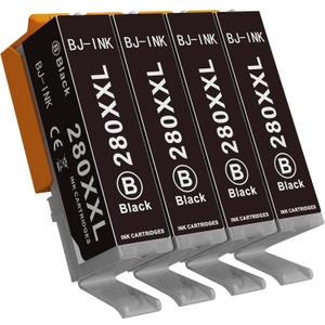 Compatible Ink Cartridge Replacement for Canon PGI-280XXL CLI-281XXL 280 XXL 281 XXL Use in PIXMA TR7520 TR8520 TS9520 TS9521C TS6320 TS6220 TS6120 TS8120 Printer (4Black)