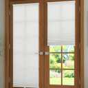 No Drill Light Filtering Cellular Shades for French Doors, 26"x70", White