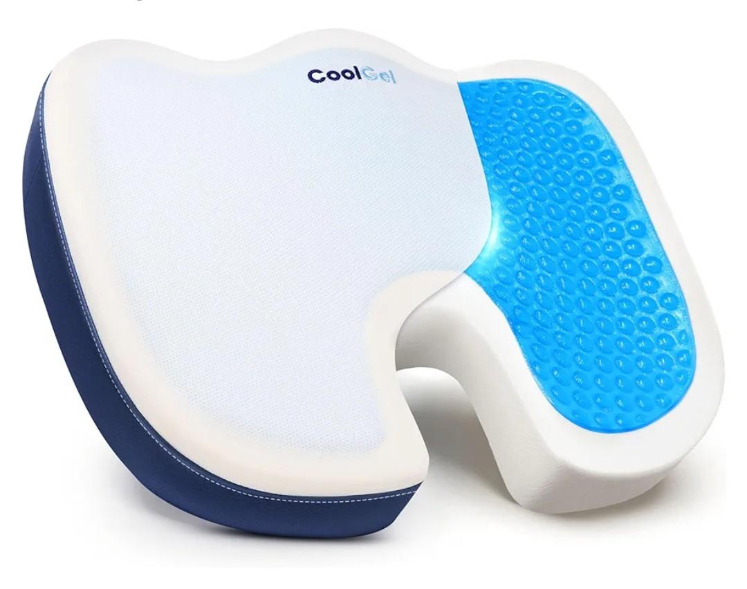 COOL GEL Memory Foam Seat Cushion, Gel Cooling Memory Foam, Office Chair Cushion for Tailbone, Sciatica & Back Pain Relief - Ergonomic U-Shaped with Non-Slip Base and Washable Cover