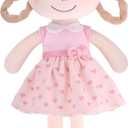 Soft Baby Doll Toys (16'') for Girls, My First Baby Rag Dolls for 1 Year Old Girl Birthday Gift Plush Doll Toys Machine Washable Baby Doll for Toddler Kids Infants - Cherry Girl