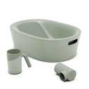Lalo Bathtime Starter Kit - Modern Baby Bathtub, Rinse Cup & Spout Cover Bundle, Safe & Clean Design for Newborns, Minimalist Design, Easy to Clean, 25.3 x 18 x 7.7 in, 10 lb - Light Green