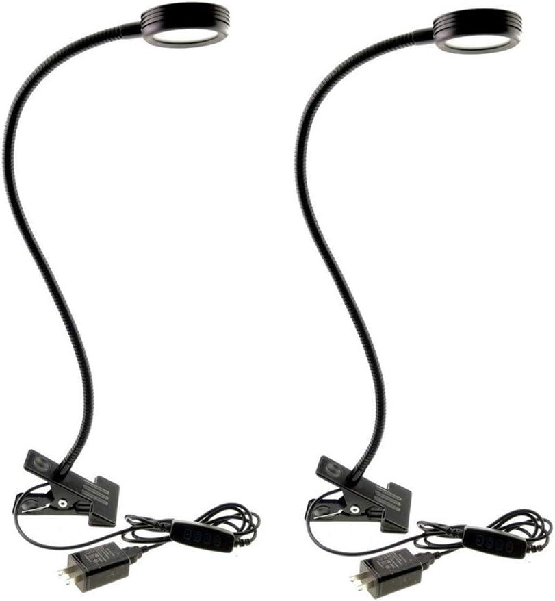 2-Pack 3W USB Clamp Desk Lamp - 3 Color Temperatures (3000K-4500K-6000K), 10-Level Dimmable, 48cm 360 Gooseneck with C-Clip for Sewing Machine, Office, Bedroom