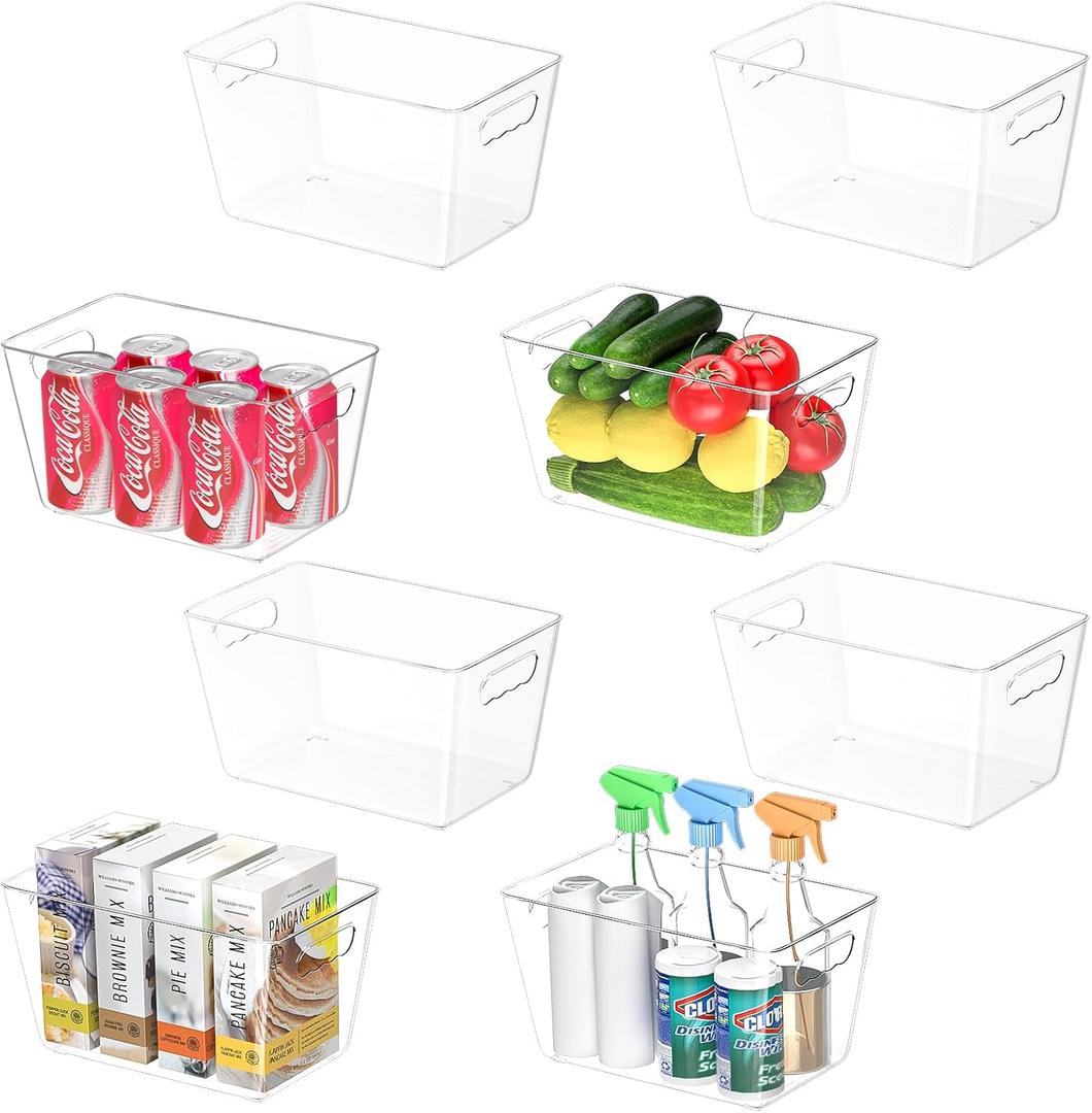 BALEINE Clear Plastic Storage Bins, Pantry Organization, BPA Free Stackable Refrigerator Organizers and Storage with Handles for Kitchen Fridge Cabinet Bathroom (8PK, 10.5x6x5) BALEINE Clear Plastic Storage Bins, Pantry Organization, BPA Free Stackable Refrigerator Organizers and Storage with Handles for Kitchen Fridge Cabinet Bathroom (8PK, 10.5x6x5)