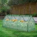 BPS 9x3x3 ft Mini Greenhouse with Green PE Cover UV-Protected Roll-Up Zipper Doors, Ideal for Indoor or Outdoor Use on Raised Garden Beds