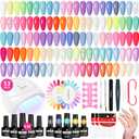 VANREESA Gel Nail Polish Kit with U V Light 53 Pcs Gel Polish Nail Set 36 Sweet Colors Nail Polish Set with Base Coat and 4 Effects Top Coat Manicure Tools Complete Nail Kit Gifts for Women Girls