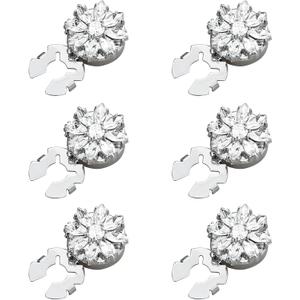 Jerler 6 Pcs 17mm Sliver Rhinestone Button Covers Crystal Embellishments Sew on Clothing DIY, Silver Crystal Detachable Decorative Clips (Silver Button-2, Medium)