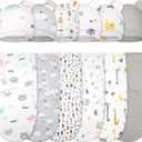 Ramede 6 Pack Swaddle Blanket with Hats for Baby Girl Boy 100% Cotton Swaddles 0-3 Months, Adjustable Breathable Skin Friendly Receiving Blanket Wrap, Essential for Newborns (Grey)