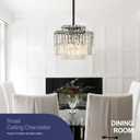 Modern 12.8 Black Crystal Chandelier Ceiling Light Fixtures for Dining Room Luxury Glam 4-Light Crystal Chandeliers Lighting for Bedroom Entryway Hallway Living Room Kitchen Island Foyer