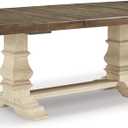Signature Design by Ashley Bolanburg Farmhouse Extension Dining Table with Removable Center Leaf and Trestle Base, Dark Brown & White