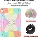 HOGENL for iPad 9th 8th 7th Generation Case for Kids Girl with Pencil Holder, for iPad 10.2 Case with Butterfly Stand Shoulder Strap Shockproof Protective Cover, Multicolor (Colorful)