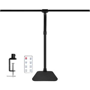 LED Desk Lamp for Office Dorm Home - Eye Caring Desk Light with Timer, Remote Control 24W Brightest Dual Screen Computer Monitor Gooseneck Dimmable Table lamp with Anti-Glare Cover Clamp & Base