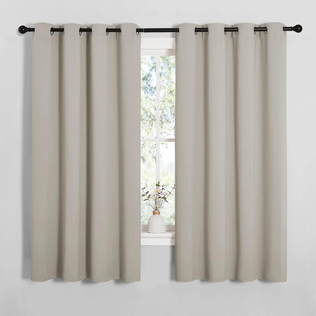 NICETOWN Room Darkening Curtain Panels for Cafe, Thermal Insulated Grommet Room Darkening Draperies/Drapes for Window (Natural, 2 Panels, W55 x L68 -inch)