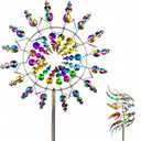 Shirem Magical Metal Windmill for Backyards, 3D Wind Sculptures & Spinners Outdoor, Kinetic Garden Sunflower Wind Spinners, 36 Inches, Colorful, Colourful