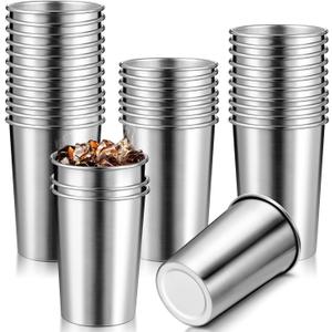 50 Pcs 8.8 Oz Stainless Steel Cups Bulk Small Metal Pint Cups Unbreakable Drinking Glasses Reusable Stackable Drinking Tumbler for Kids Adults Bar Home Travel Outdoor Camping Everyday Use