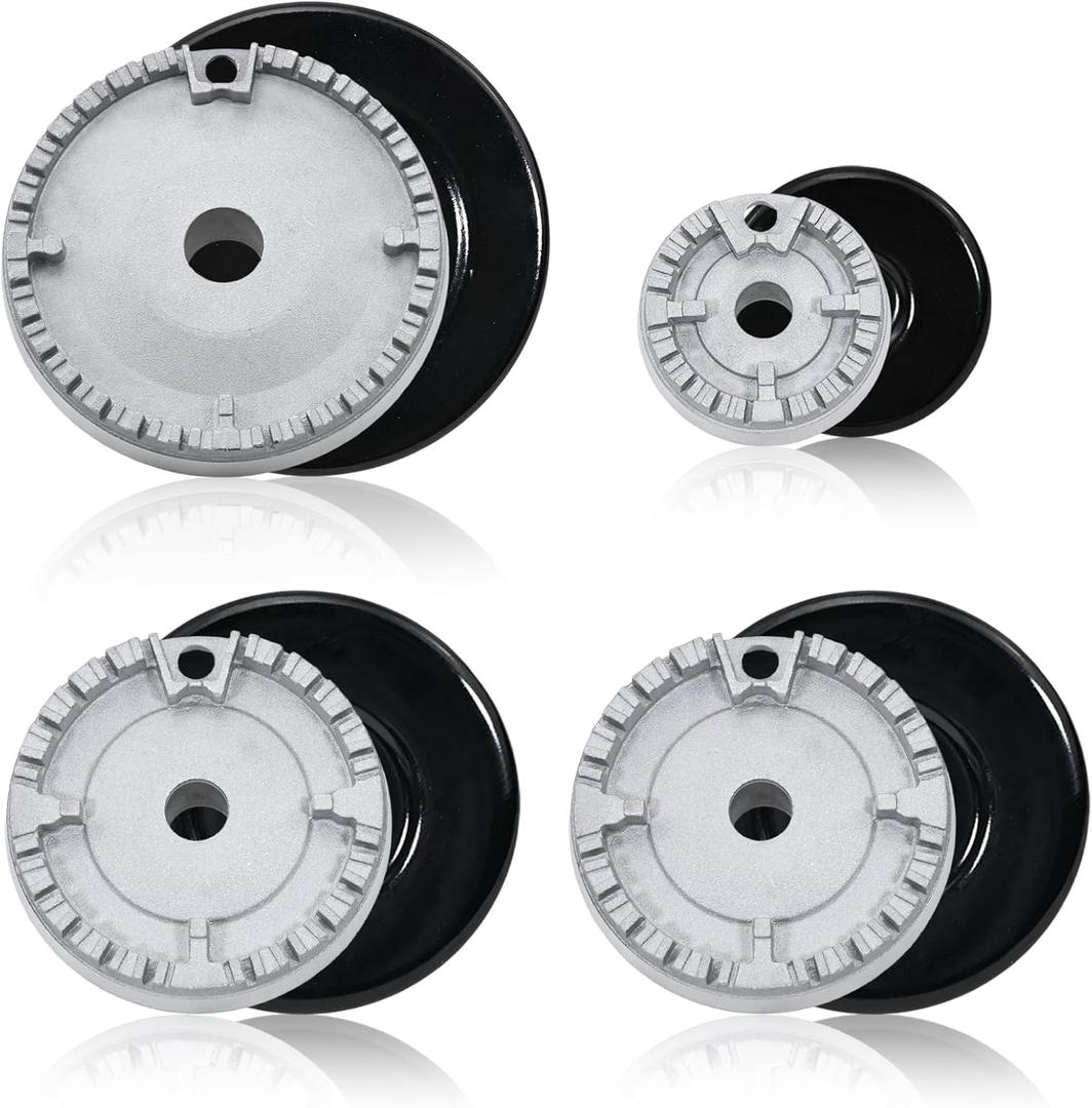 4PCS Gas Stove Burner Caps Set - Replacement for Portable Stove,Includes 1 Large, 2 Middle, and 1 Small Cap,Even Flame, High Temp Resistant, Easy Installation