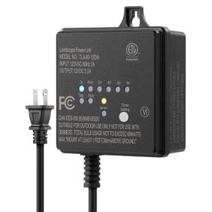DEWENWILS 60W 120V AC to 12V DC Outdoor Low Voltage Transformer with Timer and Photocell Light Sensor, Weatherproof, Specially for LED Landscape Lighting, Spotlight, Pathway Light, ETL Listed