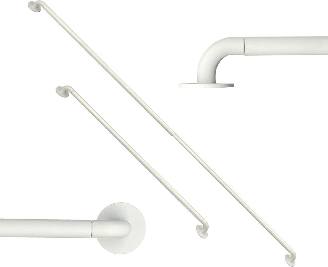 ARNORX French Door Curtain Rod - 16-28 Inch Adjustable, 3/8-Inch Diameter, Set of 2, Two Ways to Mount (Screw or Adhesive), Hidden Hardware, Works on Wood, Glass, Metal Doors, White