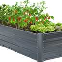 Ohuhu Metal Raised Garden Bed Outdoor 8x3x1.5 FT Reinforced Galvanized Rustproof Colored Steel Planter Boxes for Vegetables, Heavy Duty Raised Beds for Growing Flowers Herbs Succulents (8 x 3 x 1.5 ft, Charcoal Grey)