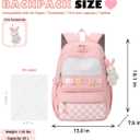 Cute School Backpack for Girls Kawaii Large Bookbag Kids Teens Elementary Middle School Preppy Aesthetic Book Bag (White)