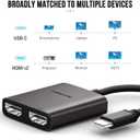 Lemorele USB C to Dual HDMI Adapter, Dual Monitor Adapter Converter Supports 4K60Hz and Dual 4K30Hz, for MacBook HP Dell Surface Thinkpad Type C Laptops, [macOS only Support SST Mode]