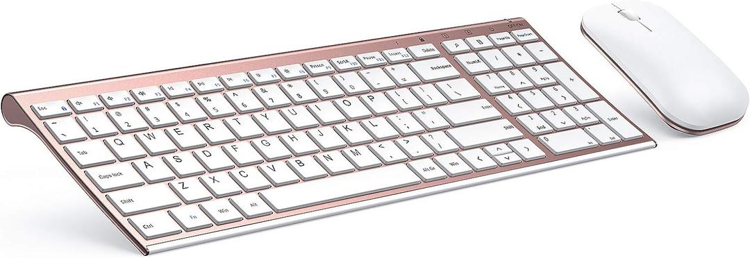 Rose Gold Wireless Keyboard Mouse, seenda Slim Low Profile Keyboard and Mouse Set with Silent Keys Portable Size for Windows 7/8/10/11 PC Laptop Computer