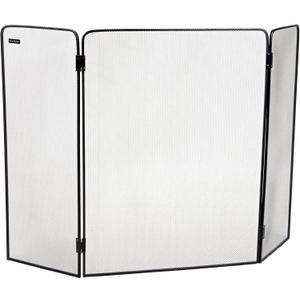 Mind Reader 3-Panel Fireplace Screen, Folding, Indoor Outdoor, Stand Alone, Metal Mesh, 26.25"L x 0.25"W x 24"H, Black