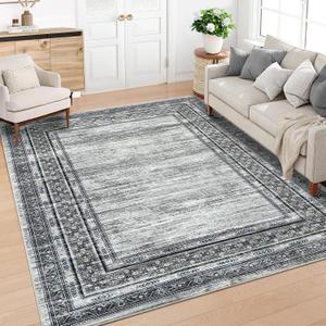 Garvee Modern 10x13 Area Rugs for Living Room Bedroom, Soft Washable Large Rugs, Ultra Thin Non Slip Accent Carpet for Dining Room, Low Pile Non Shedding Floor Cover Mat for Nursery Office, Grey Green