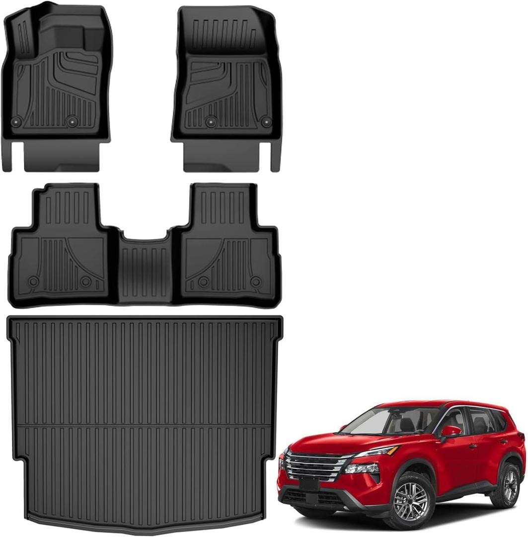 AOMSAZTO Floor Mats & Cargo Liner Compatible with Nissan Rogue 2021–2026 (Not for Sport) | All Weather Heavy Duty Car Floor Liners for S, SV, SL, Platinum Trims