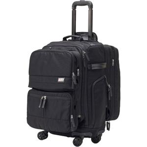 Trilogy Modular System I Modular 4-wheel spinner carry-on, with two zip-off bags! All 3 are Expandable! You get 3 bags in 1! Mix and match; take apart to fit crowded airplane spaces (Black), 13.5" x 12" x 22"