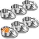 Reallnaive 6 Sets 12 oz Stainless Steel Korean Soup Rice Bowl with Lid for Cereal Kitchen Restaurant Double-walled Anti Scalding Metal Bowls for Soup Salad Noodles Insulated (Sliver)