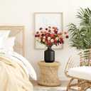 Fall Artificial Chrysanthemum Flowers 10 Stems&2 Eucalyptus,Orange Faux Kiku Pom Pom Mums Dried Flower for Vase,Fake Silk Fall Floral for Table Centerpiece,Faux Flower Arrangements Decoracin de Otoo (Mix)