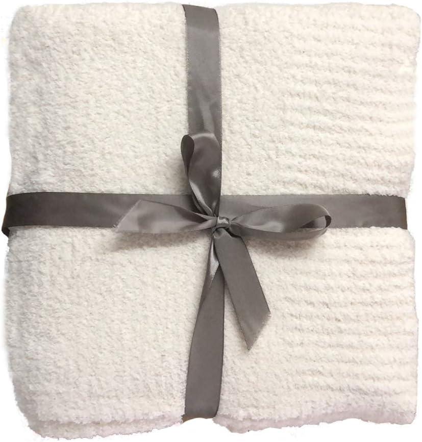 JOOJA Knit Throw Blanket Super Soft Warm Blanket for Couch Lightweight Fluffy Blanket for Bed Sofa 60x80 Inches Cream