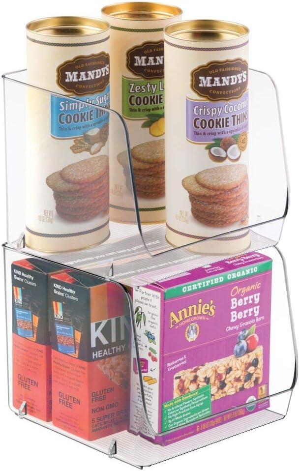 mDesign Modern Stackable Plastic Open Front Dip Storage Organizer Bin Basket for Kitchen Organization - Ligne Collection - 2 Pack - Clear (7.75 x 7.75 x 6.25 (Pack of 2))
