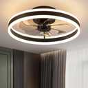 KDG 15.8" Low Profile LED Ceiling Fans with Light, Reversible Flush Mount with Remote and 6 Winds Speeds Fan Lighting, 3 Colors Dimmable for Bedroom, Living Room, Kids, Dinning Room, Kitchen (Black), 15.8in