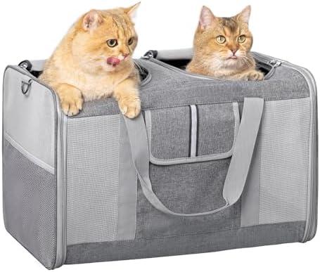 Sedioso Large Cat Carrier for 2 Cats, 21.7X 13.8X 13.8in Pet Carrier for Cat and Dog Up to 38lbs, All-Sided Mesh Cat Carriers with Great Ventilation, Portable Soft Sided Pet Carriers for Traveling