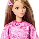 Barbie Fashionistas Style Doll #249 with Blonde Hair, Wearing Pink Paisley Skirt, Pink Paisley Shirt, White Platform Sandals