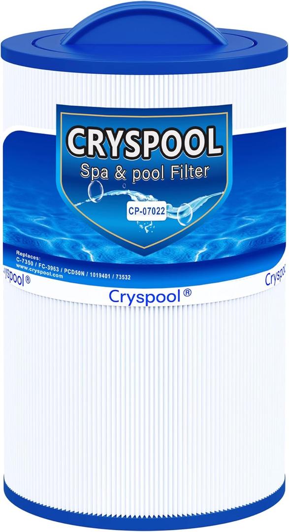 Cryspool 07022 Filter Compatible with Caldera 50, Caldera Spas, C-7350, 1019401, 73532, PCD50N, FC-3963, 50 Sq. Ft Spa Filter Cartridge, 1 Pack