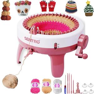 Sentro Knitting Machine 40 Needles Smart Knitting Loom Machine for Adults and Beginners, Automatic Circular Crochet Machine Kit for Hat,Sock,Scarves,Gloves,Sweater