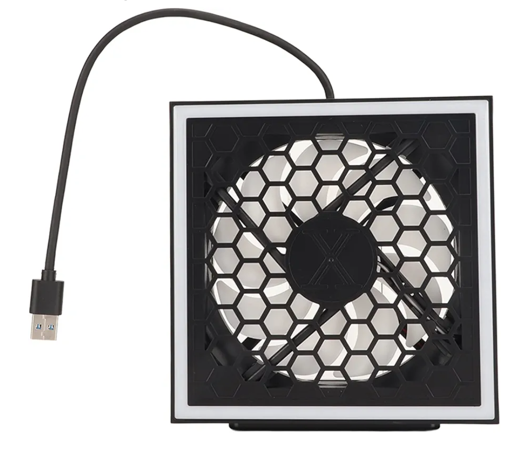 Gavigain Console Top Fan Game Console Top Fan Computer Cooling Fan 3 Speed 7 Lighting Modes Top Cooling Fan with RGB LED USB 3.0 USB 2.0 Port