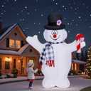 4FT Lighted Inflatable Snowman Christmas Decor  Compact Outdoor Yard Ornament with Built-in LED, Plaid Scarf & Candy Cane, Self-Inflating Holiday Lawn Decor for Porches/Patio Winter Festivities