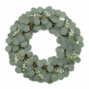 11" Eucalyptus Wreath, Year Round Wreaths for Front Door, Spring Summer Wreath with Green Faux Eucalyptus, All Seasons Evergreen Decor for Inside Farmhouse Festival Celebration Party. 2 PC