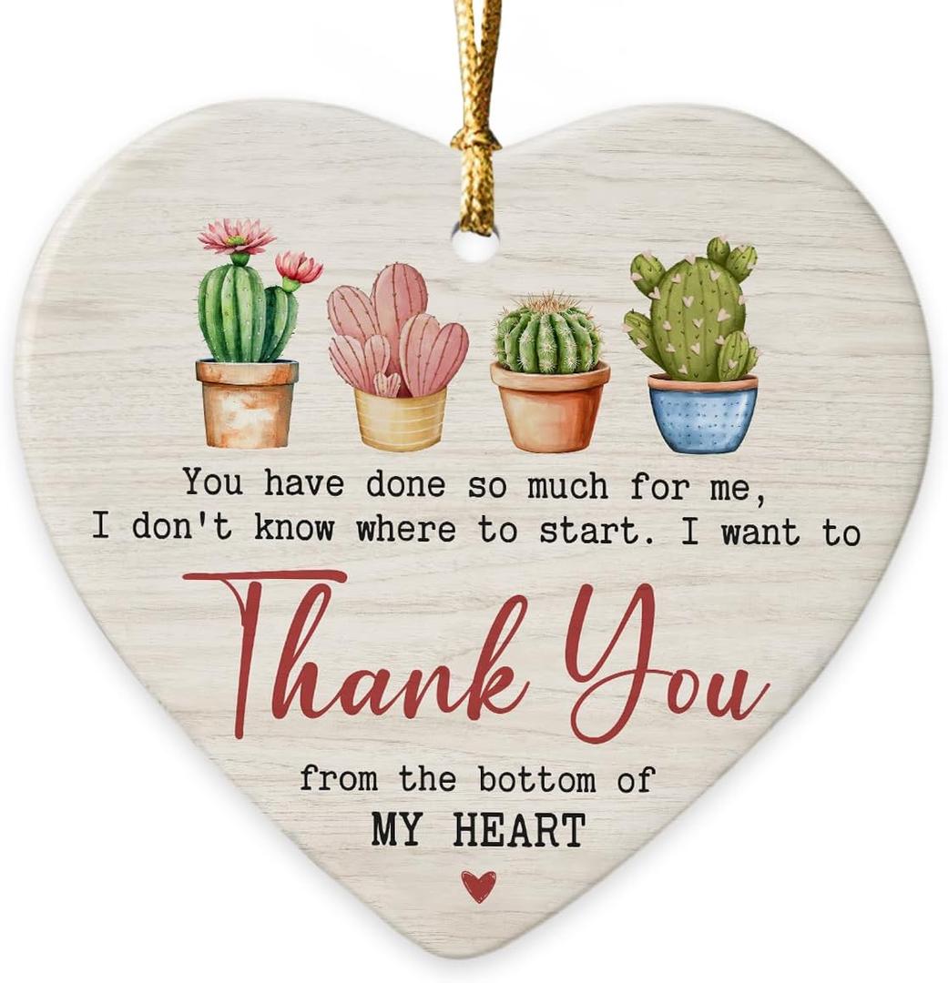3 x Thank You Heart Shaped Ornaments 2026 - Retirement Gifts for Men Women Friends, Coworkers, Ceramic Ornament for Christmas Decorations, Boss Gifts, Thoughtful Gift for Teacher Appreciation